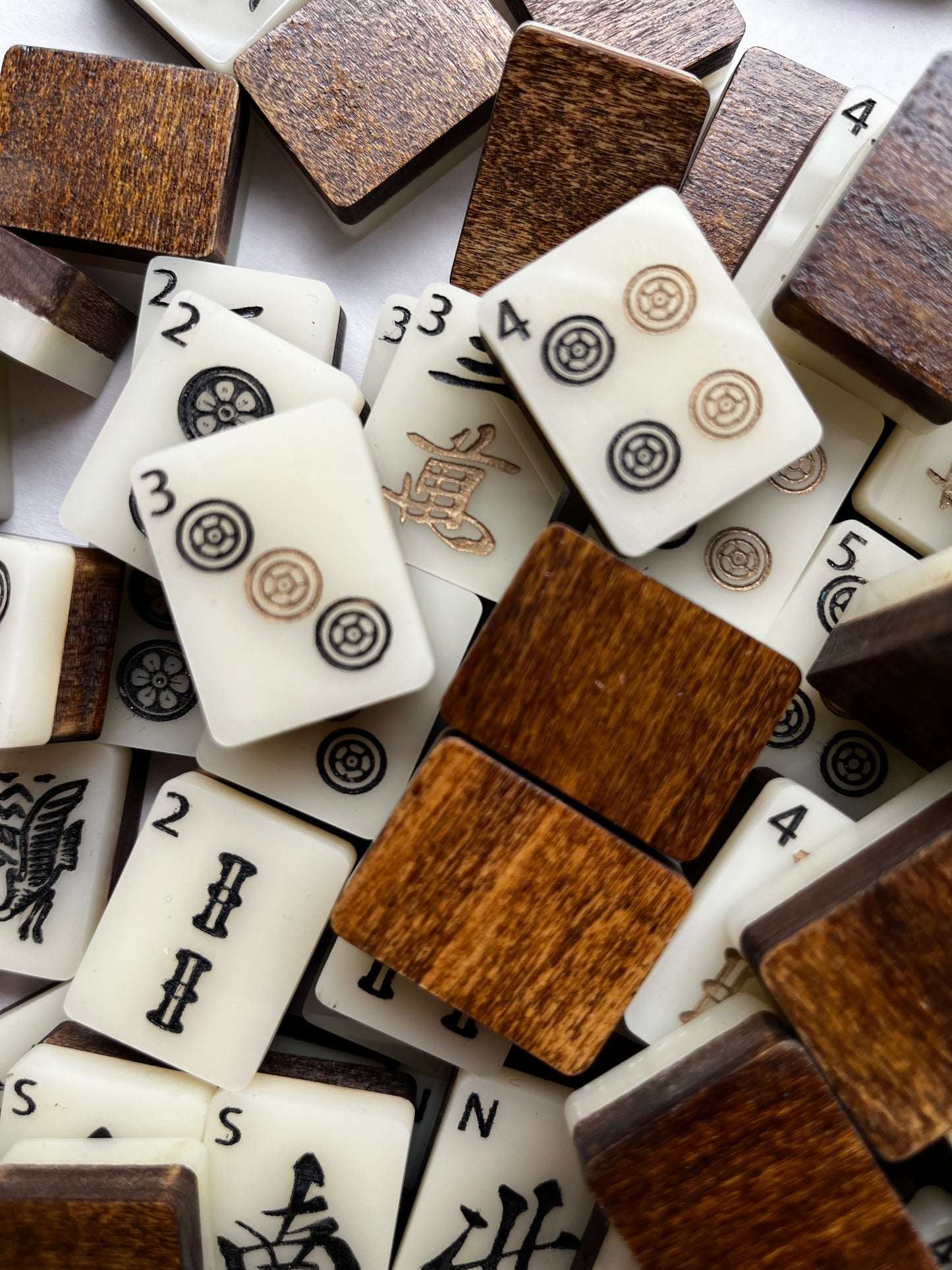 American Mahjong Tiles set with wood