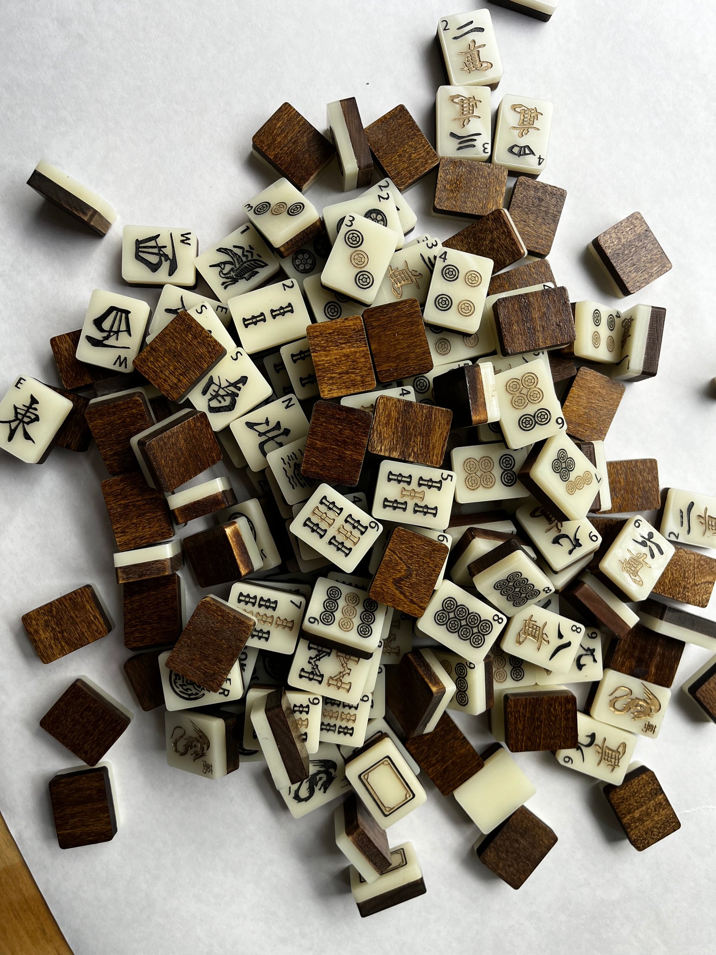 American Mahjong Tiles set with wood